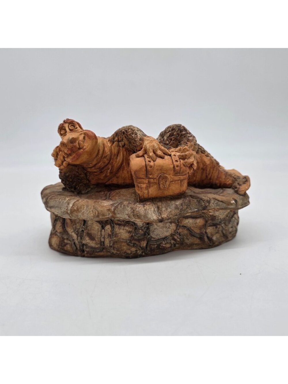 Crocodile Treasure Chest Trinket Box Figurine by Albee 1992 Travelling Luggage